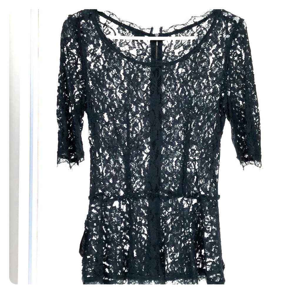 aritzia babaton green lace peplum blouse size 4